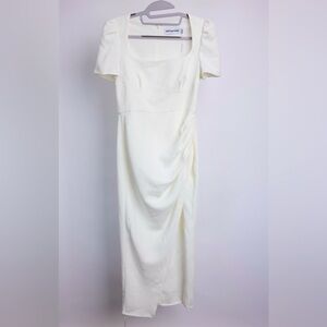 Self-portrait gathered WHITE crepe midi dress